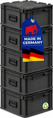 Produktbild von SuperSparSet 5x Eurobox NextGen Portable Germany | HxBxT 23,5x30x40cm | 20 Liter | Schwarz | Eurobehälter, Transportbox, Transportbehälter, Stapelbehälter