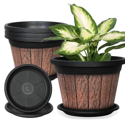 Image de Lot de 3 pots ronds en plastique avec trous de drainage