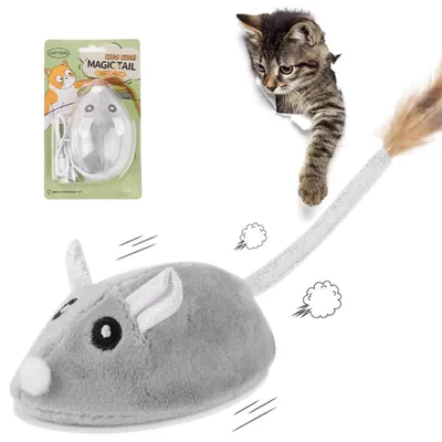 Interaktives Katzenspielzeug Maus, Bewegungssensor, USB, grau