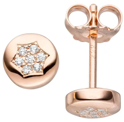 Produktbild von Ohrstecker Ohrringe Sternchen Sterne Zirkonia 925 Silber Rotgold vergoldet