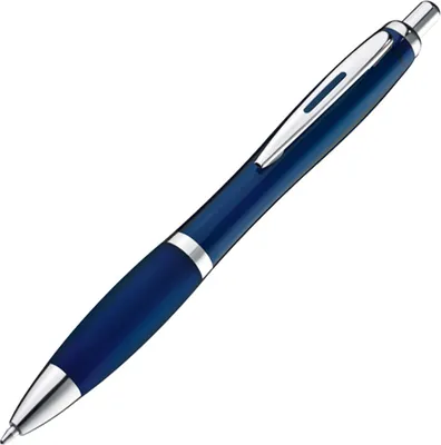 Produktbild von 25x Kugelschreiber / transparent mit Metallclip / Farbe: transparent dunkelblau