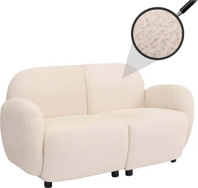 Immagine prodotto di divano a 2 posti HWC-P33, divano lounge a 2 posti, tessuto/ceniglia (330 g/m²) Oeko-Tex ~ panna