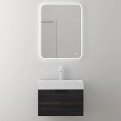Immagine prodotto di doporro Mobile Bagno Sospeso 60x35cm, Mobiletto per Bagno con Lavabo Bianco 60cm e Specchio LED, Seria Lonato