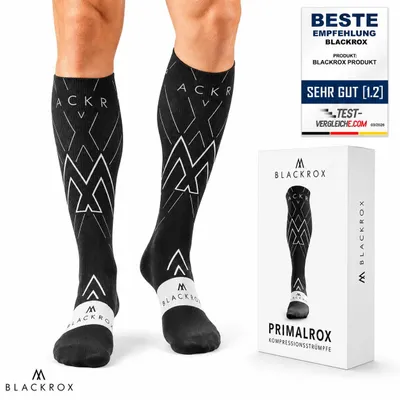 Produktbild von BLACKROX Kompressionsstrümpfe Sport Astropreform Kompressionssocken Vergleichssieger Sportkompressionsstrumpf Laufstrümpfe Fussball, schwarz, Gr. S-M