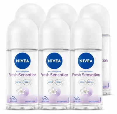 Imagen del producto de 6 unidades de desodorante roll-on NIVEA Fresh Sensation, 50 ml cada uno. Paquete económico