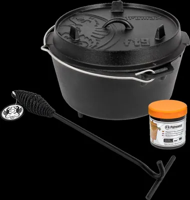 Produktbild von Petromax Dutch Oven FT9-9QT Feuertopf ohne Füße Set - Pfanne + Deckelheber +