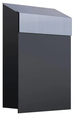 Produktbild von Wandbriefkasten Baby Box in Schwarz mit Edelstahlklappe