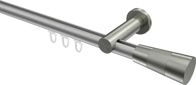 Produktbild von Interdeco Innenlaufstange / Gardinenstange mit Innenlauf Silbergrau / Edelstahl-Optik, Typ Platon Tanara (Konus), 20 mm Ø 1-läufig, 360 cm