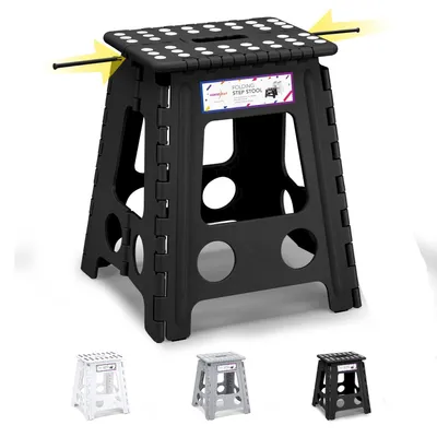 Produktbild von Faltbarer Klapphocker für Küche und Badezimmer, Schwarz