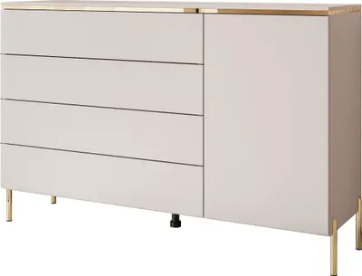 Produktbild von YOURHOUSE24 Kommode AURORA 4S1D Anrichte in KASCHMIR Schubladenschrank (Ausführung: Stehend-gerade gold Chrom Beine)