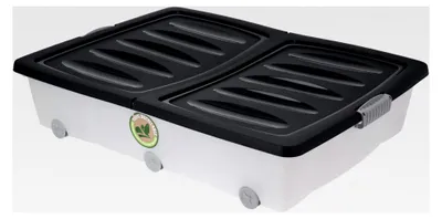 Produktbild von Unterbettkommode mit Klappverschluss - 60 Liter - Kunststoff Aufbewahrungsbox mit Rollen