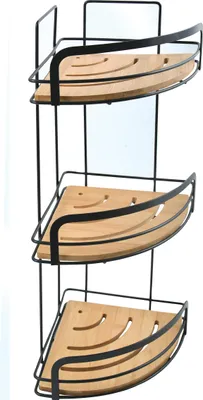 Produktbild von MSV Eck Duschregal Eck Regal Dusche 3-fach Bambus Schwarz matt