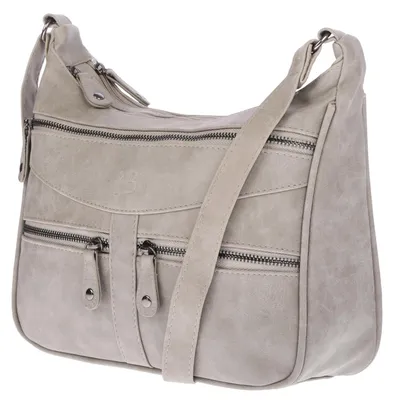 Produktbild von Damen Tasche Schultertasche Umhängetasche Crossover Bag Leder Optik Handtasche Dunkelgrau