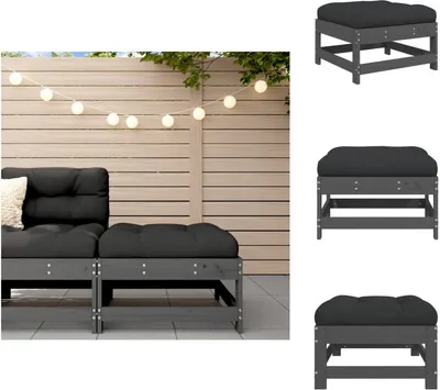 Produktbild von vidaXL Gartenhocker mit Kissen Grau Massivholz Kiefer -  Gartensofaelemente