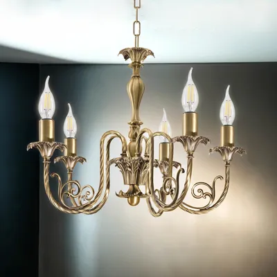 Produktbild von Kronleuchter Bronze E14 Ø 47 cm Messing massiv Jugendstil Lüster