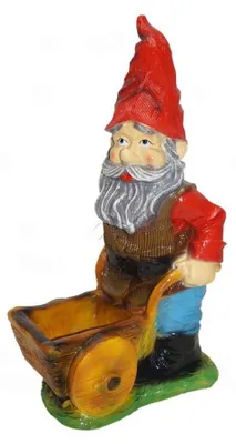 Obrázek produktu pro Design Trpaslík s trakařem Postava Zahradní socha Socha Figury Sochy