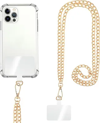 Produktbild von Handy-Lanyard, Handy-Crossbody-Kette, verstellbare Handygurte, Leder + Metall-Schultergurt, Handykette