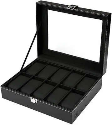 Produktbild von Famanu Uhrenbox mit Glasdeckel - Schwarz
