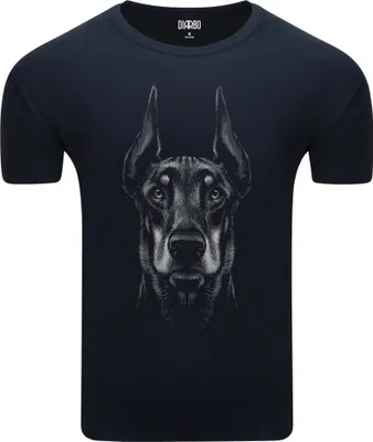 Produktbild von Diarbo Herren T-Shirt mit Tierliebhaber Druck Dobermann Kopf Dunkelblau Gr.L