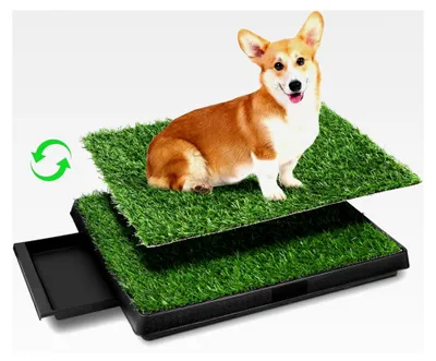 Produktbild von Hundetoilette mit Kunstrasen, 3-lagige Trainingsunterlage für Hunde, 63 x 50 x 7 cm