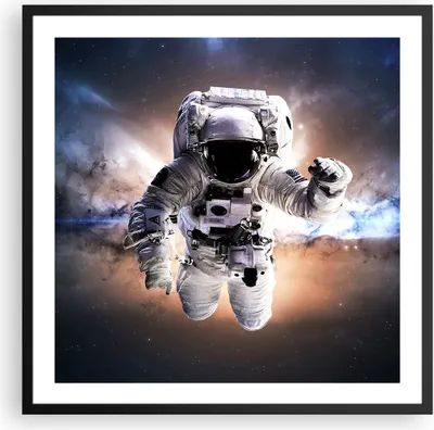 Produktbild von Gerahmtes Poster - Schwarzer Rahmen - Astronaut Erde Raum - 60x60 cm - Wand Bild - Wanddeko - Wandbilder - Kunstposter - Wandposter - Bilderrahmen - Bilder - Kunstdruck - Wandbild - P2BAC60x60-2848