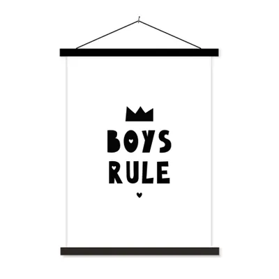 Produktbild von MuchoWow® Textilposter Jungen regieren - Zitate - Sprichwörter - Kinder - Jungen 60x80 cm mit schwarzem Rahmen - Plakathalter
