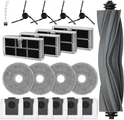 Produktbild von Staubsaugerzubehör: 1 Hauptbürste, 6 Staubbeutel, 4 Moppads, 4 Aktivkohlefilter