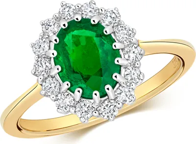 Produktbild von Chicer 9 Karat (375) Gold Damen - Diamant Solitärring Brillant-Schliff 0.35 Karat H - I1 I2 mit Smaragd, 58 (18.5); TRS28826RSQ
