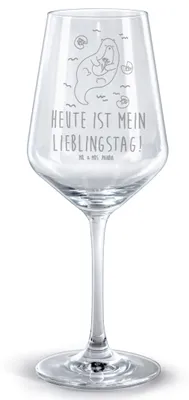 Produktbild von Mr. & Mrs. Panda Rotweinglas mit Gravur Otter Seerose - Transparent - Geschenk, Lieblingstag, Seeotter, Wasser, weinglas graviert, glas für rotwein, Burgunderglas, Fluss