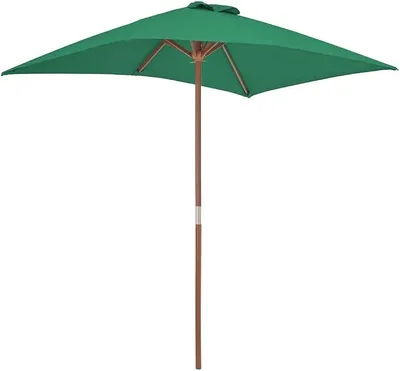 Produktbild von Sonnenschirm mit Holzmast Marktschirm Balkonschirm Gartenschirm Terrassenschirm Sonnenschutz Ampelschirm Marktschirm 150 x 200 cm Grün