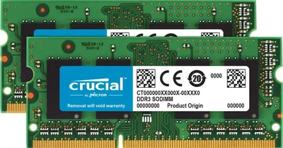Produktbild von Crucial 8GB PC3-12800 Kit, 8 GB, 2 x 4 GB, DDR3, 1600 MHz, 204-pin SO-DIMM