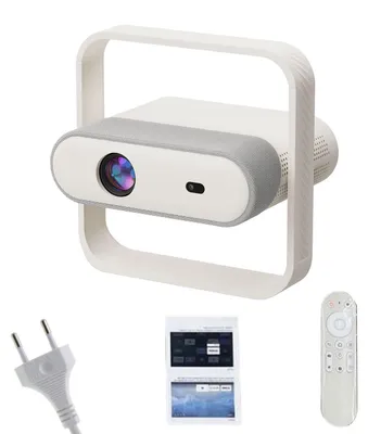 Image de Projecteur LCD WiFi intelligent, projecteur portable intelligent avec résolution native 1080p, pivotant à 180°, décodage 4K, mise au point automatique et correction automatique de la distorsion trapézoïdale pour home cinéma