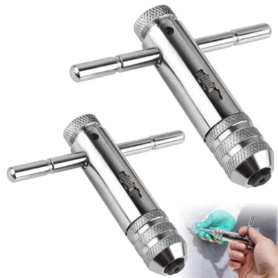 Image de 2 tarauds réglables avec poignée en forme de T - outils manuels pour le taraudage