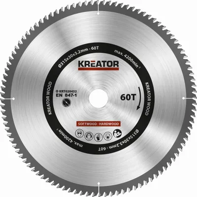 Produktbild von Kreissägeblatt Ø 315 x 30 x 3,2 mm 60 Zähne Holzsägeblatt + 3 Reduzierringe