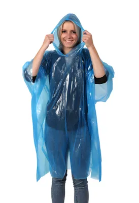 Produktbild von REGENPONCHO mit Kapuze Blau-Transparent für den Notfall Universal-Größe Uni Regenjacke Regencape Regenschutz Poncho 52