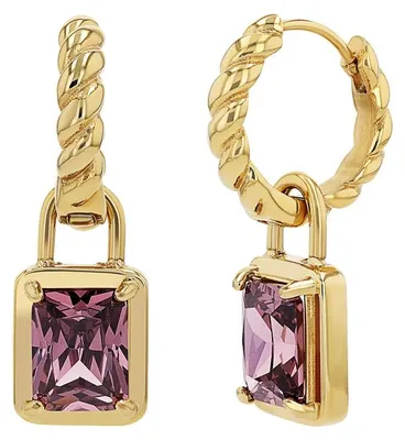 Produktbild von JOOP! Damen Creolen 2040534 Edelstahl gelbgold IP synt. Zirkonia lila