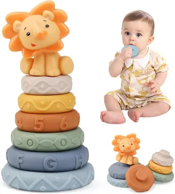 Image de Tour empilable - Jouet sensoriel - Pour bébés - Jeux Montessori - Cube d'activités pour bébés - Développement de la motricité