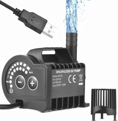 Obrázok produktu pre Ponorné 5 V vodné čerpadlo, 8 stupňov, nastaviteľné, 0–600 l/h, malá studňa s výškou zdvihu 0–7,2 stopy, 6,5 stopy USB nabíjanie a prísavná základňa, prenosný mini pre akvárium, jazierko, akvárium, napájanie domácich zvierat