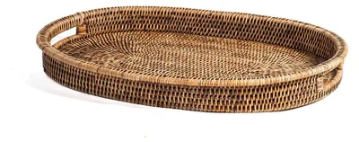 Obrázok produktu pre Oválny podnos z ratanu, rozmer 52 x 36 x 5 cm