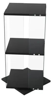 Obrázek produktu pro Skleněná vitrína – 3 patra – otočná o 360° – RGB osvětlení – prachotěsná – 85 x 38 x 38 cm – černá