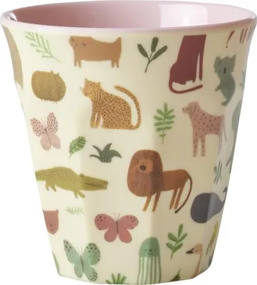 Obrázek produktu pro Melaminový hrnek na rýži - motiv džungle růžový 160 ml