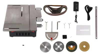 Imagen del producto de Sierra circular de mesa, motor de 200W, ángulo de corte ajustable, color plateado