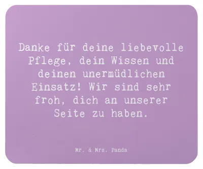 Produktbild von Mr. & Mrs. Panda Mouse Pad Spruch Dankbare Pflegekraft - Lavendeltraum - Geschenk, Mousepad, Aufmerksamkeit, handgefertigt, Mauspad, Dankbarkeit, Wertschätzung, pc