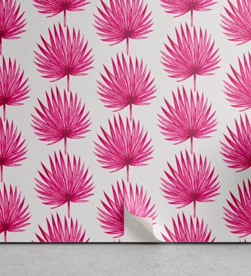 Produktbild von ABAKUHAUS Blatt abziehbare & klebbare Tapete für Zuhause, Aquarell-Rosa-Blätter, selbstklebendes Wohnzimmer Küchenakzent, 33 cm x 90 cm, Hot Pink Coconut