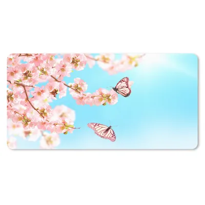Produktbild von MuchoWow® Schreibtischunterlage Schmetterlinge - Baum - Blumen 80x40 cm - XXL Mauspad - Gaming Mauspad