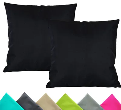 Produktbild von JACK 2er Set 40x40cm Outdoor Kissenhülle Kissenbezug Wasserfest Sitzkissen Lounge Kissen Garten Stuhl Lotus Effekt, Farbe:Schwarz