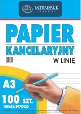 Produktbild von Interdruk Kanzleipapier A3 liniert 100 Blatt 70g/m² zum Handschreiben