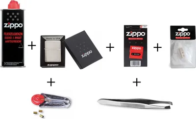 Produktbild von Zippo komplettes Erstausstattungs-Set #1 mit Feuerzeug: Chrome gebürstet