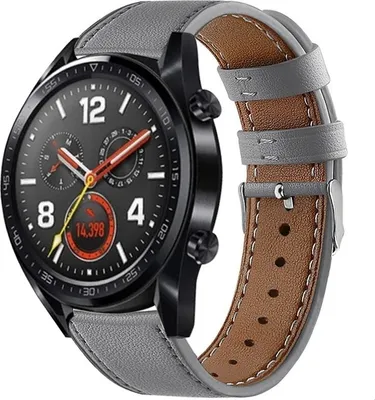 Produktbild von Strap-it Huawei Watch GT 2 Lederarmband (Grau)