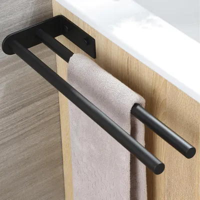 Produktbild von Handtuchhalter Zweiarmig Edelstahl Schwarz 40 cm Wandmontage